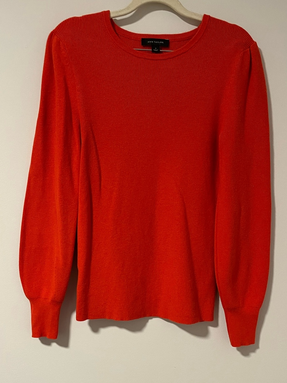 Ann Taylor Crewneck Sweater with Subtle Puff Sleeves